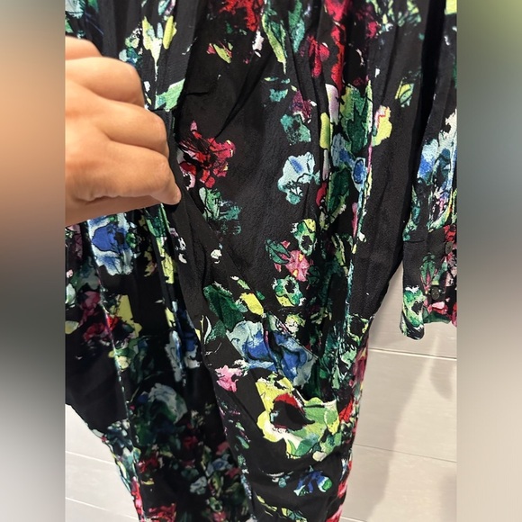 Maeve by Anthropologie Floral Black Dress with 3/4 Sleeves- size Small - Picture 2 of 8